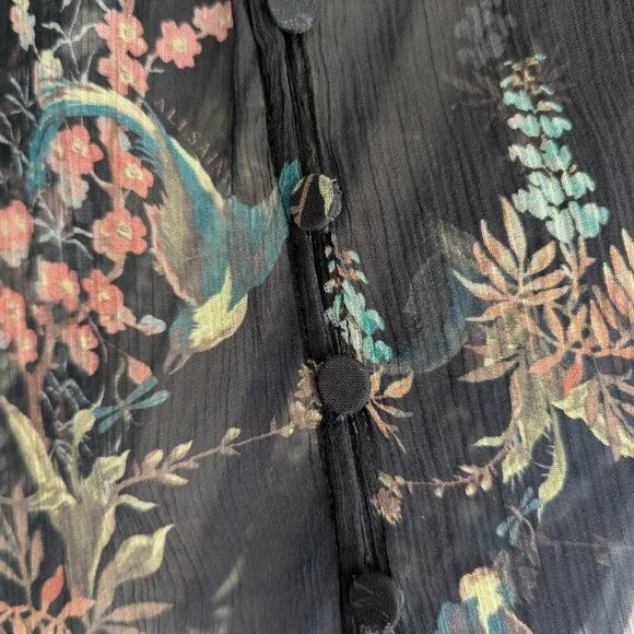 ALLSAINTS Lara Melisma Sheer Floral Print Blouse - Picture 15 of 15